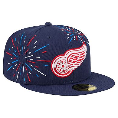Men's�New Era Navy Detroit Red Wings Americana Fireworks 59FIFTY Fitted Hat