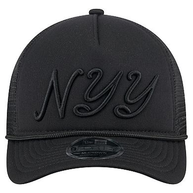 Men's New Era Black New York Yankees City Initial 9FORTY A-Frame M-Crown Adjustable Trucker Hat