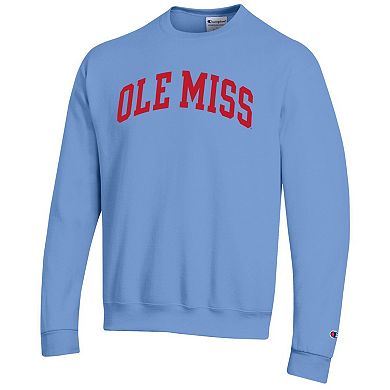 Men's Champion Powder Blue Ole Miss Rebels Basic Arch Fleece Pullover Sweatshirt