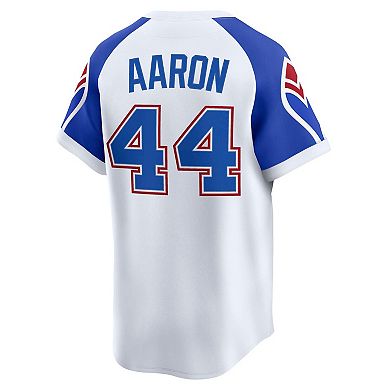 Men's Nike Hank Aaron White Atlanta Braves Throwback Cooperstown Collection Limited Jersey