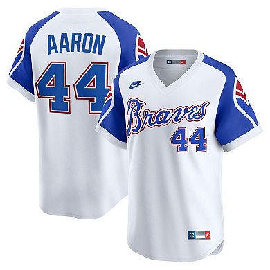 Men's Nike Hank Aaron White Atlanta Braves Throwback Cooperstown Collection Limited Jersey