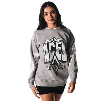 Women's The Wild Collective Gray Las Vegas Aces Double Collar Fleece Pullover Sweatshirt