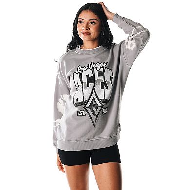 Women's The Wild Collective Gray Las Vegas Aces Double Collar Fleece Pullover Sweatshirt
