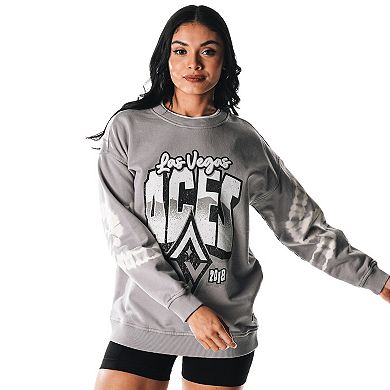 Women's The Wild Collective Gray Las Vegas Aces Double Collar Fleece Pullover Sweatshirt