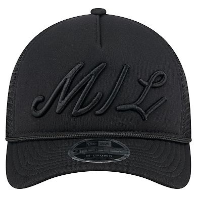 Men's New Era Black Milwaukee Brewers City Initial 9FORTY A-Frame M-Crown Adjustable Trucker Hat