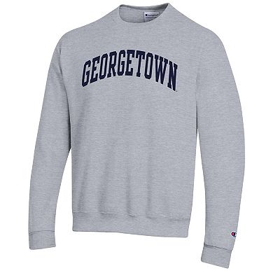 Men's Champion Heather Gray Georgetown Hoyas Basic Arch Fleece Pullover Sweatshirt