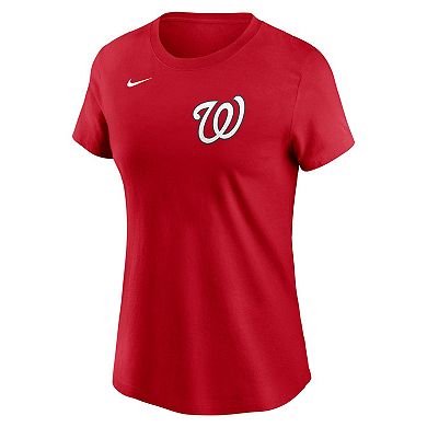 Women's Nike James Wood Red Washington Nationals Fuse Name & Number T-Shirt