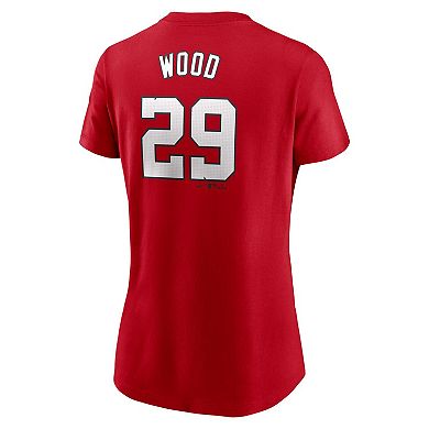 Women's Nike James Wood Red Washington Nationals Fuse Name & Number T-Shirt