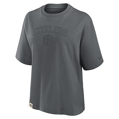Women's Nike Charcoal Pittsburgh Steelers Glory Arch Boxy T-Shirt