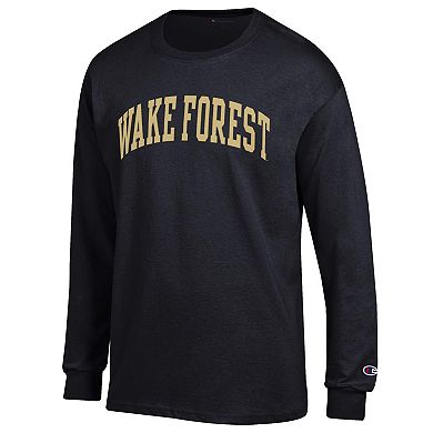 Men's Champion Black Wake Forest Demon Deacons Basic Arch Long Sleeve T-Shirt