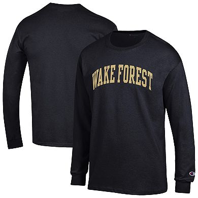 Men's Champion Black Wake Forest Demon Deacons Basic Arch Long Sleeve T-Shirt
