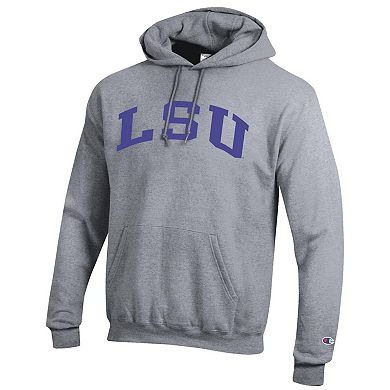 Men's Champion Heather Gray LSU Tigers Basic Arch Fleece Pullover Hoodie