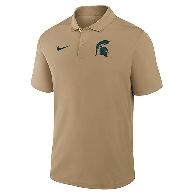 Men's Nike Tan Michigan State Spartans Primetime Victory Primary Logo Performance Polo