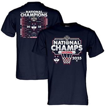 Men's Blue 84 Navy UConn Huskies 2025 NCAA Women's Basketball National Champions Bracket T-Shirt