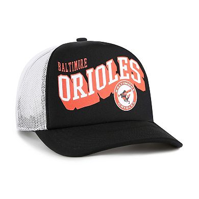 Men's '47 Black Baltimore Orioles Meander Foam Trucker Snapback Hat