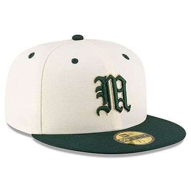Men's New Era Cream/Green Miami Hurricanes On-Field 59FIFTY Fitted Hat