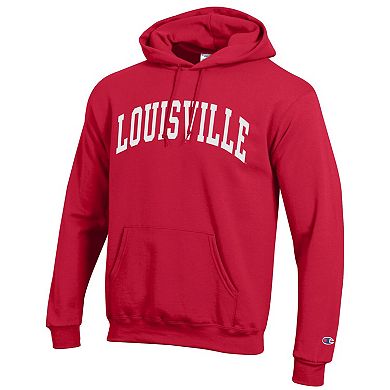 Men's Champion Red Louisville Cardinals Basic Arch Fleece Pullover Hoodie