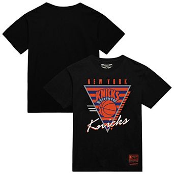 Men's Mitchell & Ness Black New York Knicks Worldwide Collection Tri-Logo T-Shirt