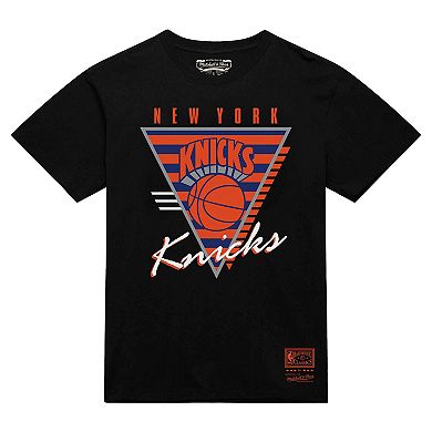 Men's Mitchell & Ness Black New York Knicks Worldwide Collection Tri-Logo T-Shirt