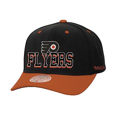 Men's Mitchell & Ness Black/Orange Philadelphia Flyers Backside Script 2-Tone Pro Crown Adjustable Hat