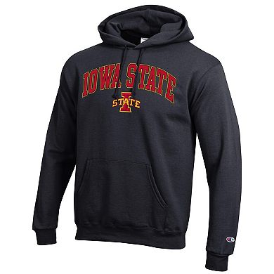 Men's Champion® Black Iowa State Cyclones Arched Logo Fleece Pullover Hoodie