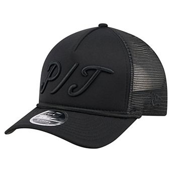 Men's New Era Black Pittsburgh Pirates City Initial 9FORTY A-Frame M-Crown Adjustable Trucker Hat