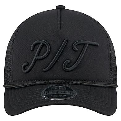 Men's New Era Black Pittsburgh Pirates City Initial 9FORTY A-Frame M-Crown Adjustable Trucker Hat