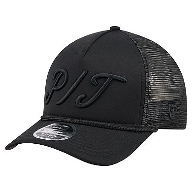 Men's New Era Black Pittsburgh Pirates City Initial 9FORTY A-Frame M-Crown Adjustable Trucker Hat
