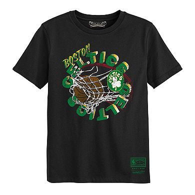 Preschool Mitchell & Ness Black Boston Celtics In The Net T-Shirt