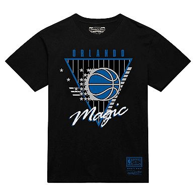 Men's Mitchell & Ness Black Orlando Magic Worldwide Collection Tri-Logo T-Shirt
