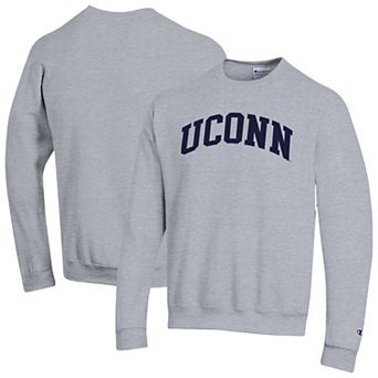 Men's Champion Heather Gray UConn Huskies Basic Arch Fleece Pullover Sweatshirt