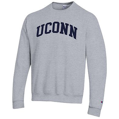 Men's Champion Heather Gray UConn Huskies Basic Arch Fleece Pullover Sweatshirt