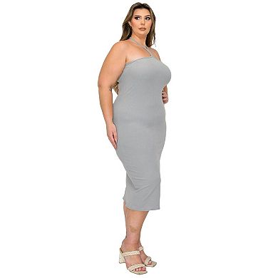 Plus Size Sienna Tie Neck Rib Dress