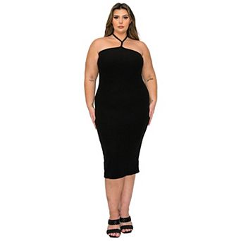 Plus Size Sienna Tie Neck Rib Dress