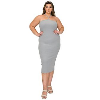 Plus Size Sienna Tie Neck Rib Dress