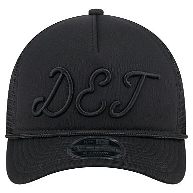 Men's New Era Black Detroit Tigers City Initial 9FORTY A-Frame M-Crown Adjustable Trucker Hat