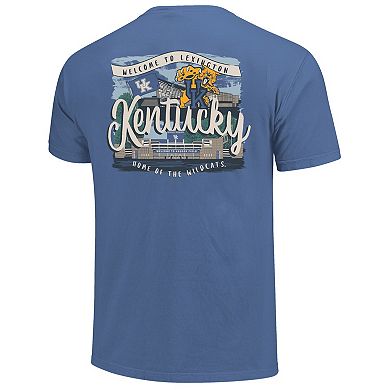 Women's Royal Kentucky Wildcats Comfort Colors Campus Scene Drawing Script T-Shirt