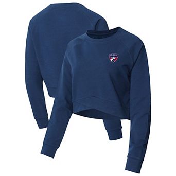Women's�Concepts Sport Navy FC Dallas Elevation Tri-Blend Raglan Cropped Pullover Sweatshirt