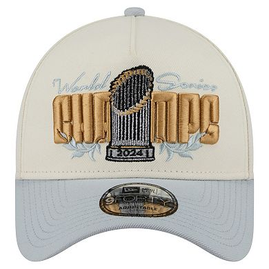 Men's New Era Cream Los Angeles Dodgers 2024 World Series Champions Parade Takedown A-Frame 9FORTY Adjustable Hat