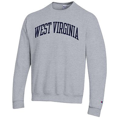 Men's Champion Heather Gray West Virginia Mountaineers Basic Arch Fleece Pullover Sweatshirt