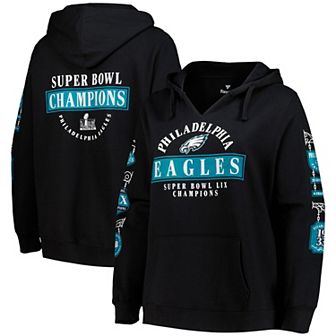 Women's Fanatics Black Philadelphia Eagles Super Bowl LIX Champions Plus Size Four Piece V-Neck Pullover Hoodie