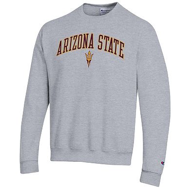Men's Champion Heather Gray Arizona State Sun Devils Arch Over Logo Pullover Sweatshirt