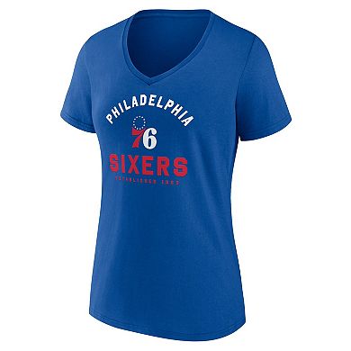 Women's Royal Philadelphia 76ers Unrivaled V-Neck T-Shirt