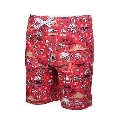 Youth Wes & Willy Scarlet San Francisco 49ers Luau Swim Trunks