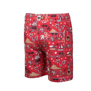 Youth Wes & Willy Scarlet San Francisco 49ers Luau Swim Trunks