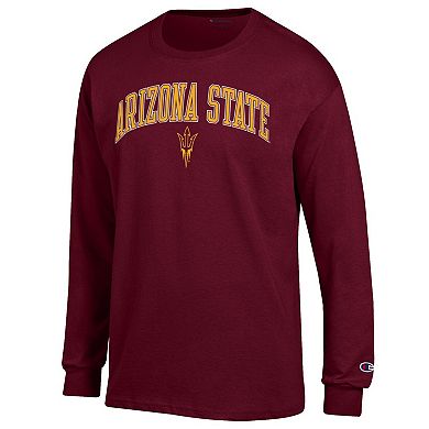 Men's Champion® Maroon Arizona State Sun Devils Arch Over Logo Long Sleeve T-Shirt
