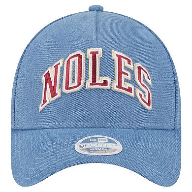 Women's New Era Denim Florida State Seminoles A-Frame 9FORTY Adjustable Hat