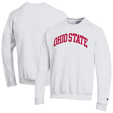 Men's Champion White Ohio State Buckeyes Basic Arch Fleece Pullover Sweatshirt