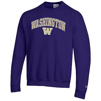 Men's Champion® Purple Washington Huskies Arch Over Logo Pullover Sweatshirt