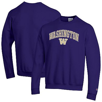 Men's Champion® Purple Washington Huskies Arch Over Logo Pullover Sweatshirt